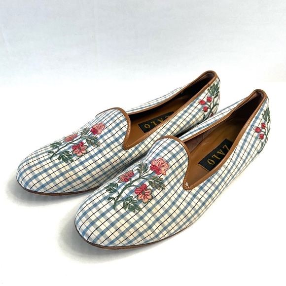 Zalo Shoes - Zalo Plaid Floral Slip On Flat Loafer Shoe Size 9